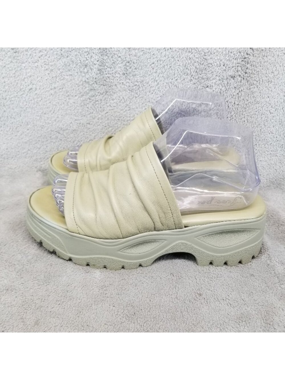 Free People Shoes Womens Size EU 38 US 7.5 Green Leather Slip On Sandals *Read*